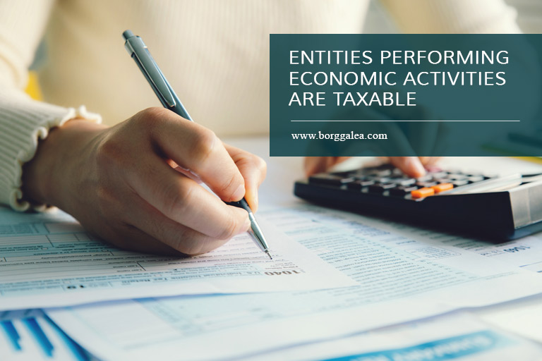 Entities performing economic activities are taxable